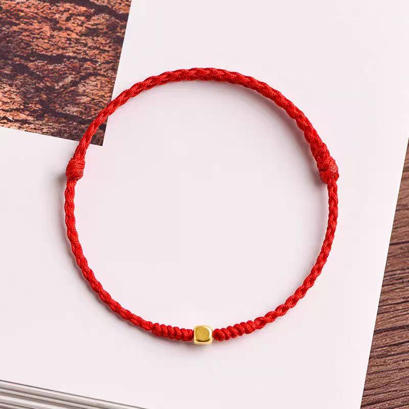 Pure Gold 999 Zodiac Red String Bracelet with Luck Beads for Baby's Full Moon or New Year