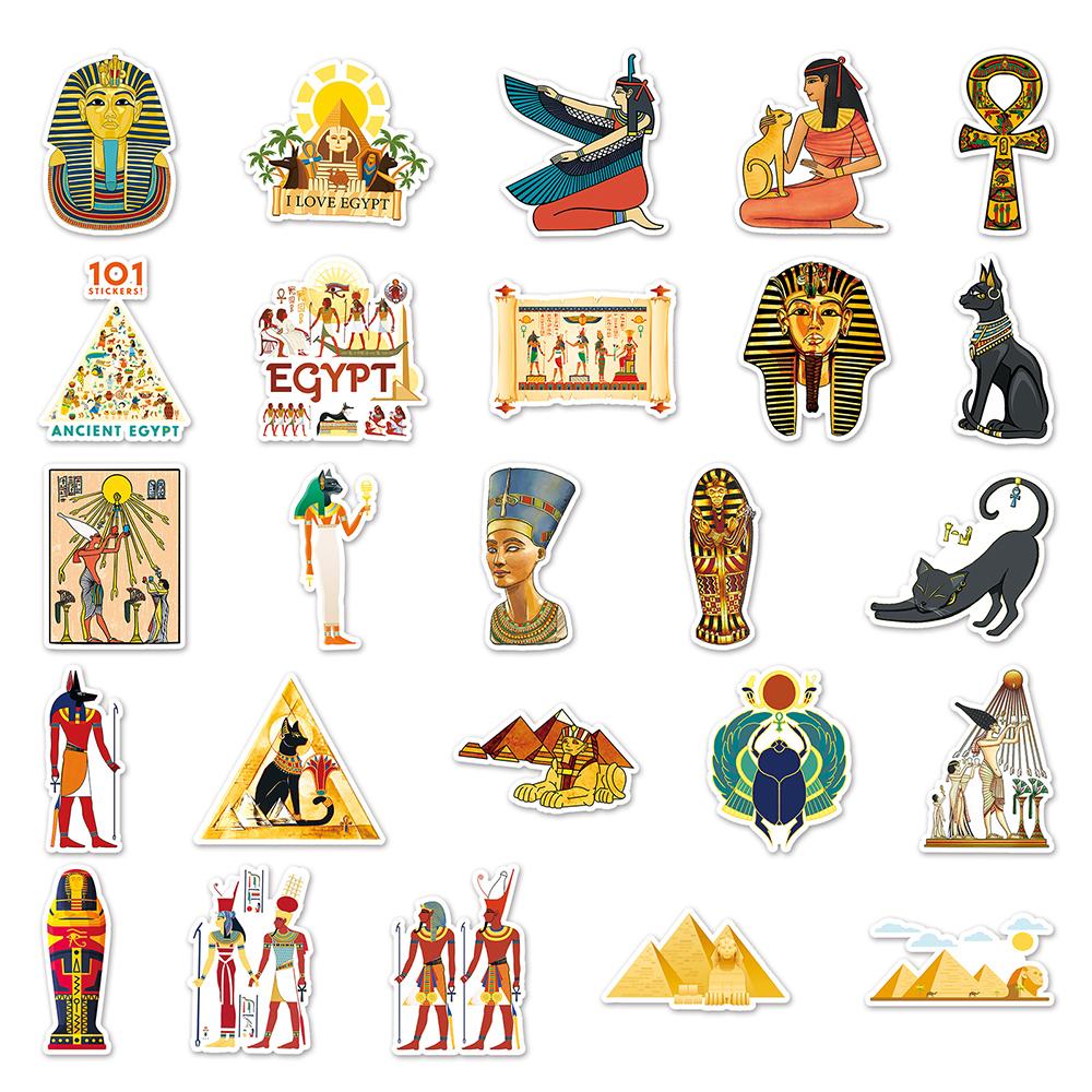 10/30/50pcs Cartoon Ancient Egyptian Culture Stickers Pyramid Pharaoh Sticker DIY Skateboard Notebook Phone Case Decals Toy Gift