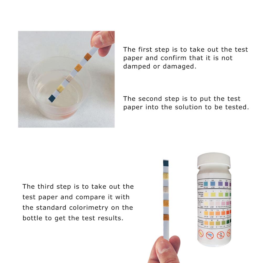 50 PCS Swimming Pool 5 In Water Quality Test Strips Multifunctional Swimming Pool Testing Strip Kit for Residual
