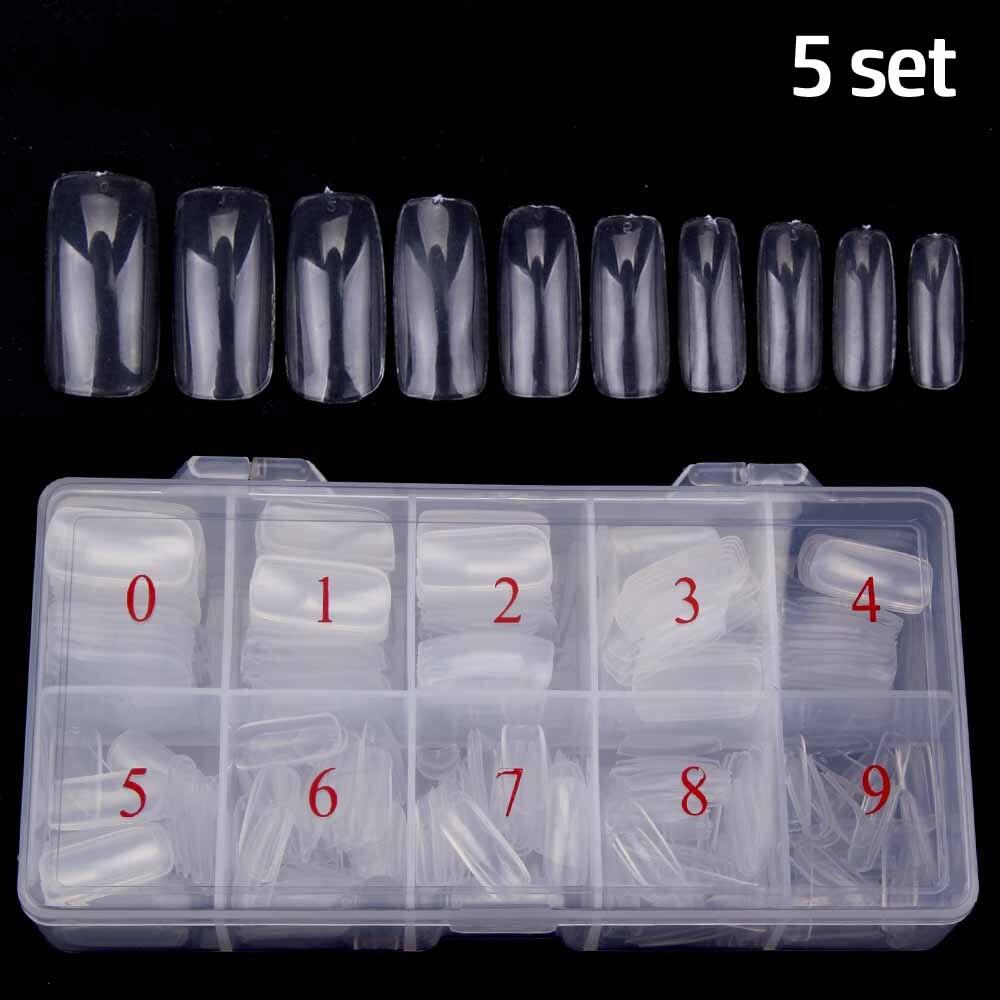 2/3/5 set sfaturi pentru extensie pentru unghii false artificiale Frecch acoperire completa Unghii false acrilice capsule transparente manichiura 500 buc/cutie