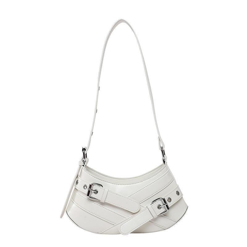 

Легкая роскошь Мода Нишевая Ретро Spice Girl Сумка подмышку Сумка-локомотив через плечо Премиальная текстура Универсальная сумка-багет Женщины белый