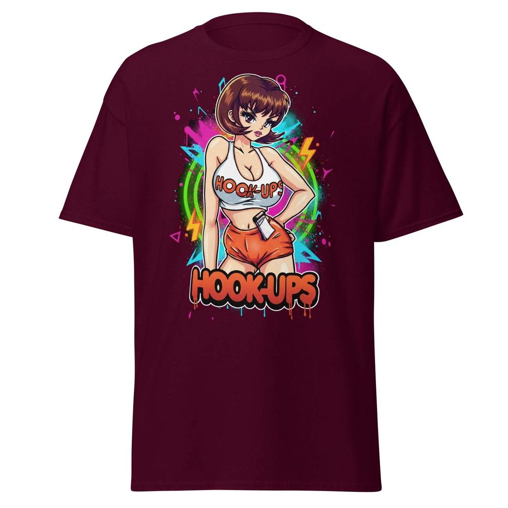 Hook-Ups Anime Girl T-Shirt – Retro Streetwear Tee