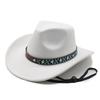Tibetan Style Western Cowboy Hat Large Brim Wool Felt Hat 10 Colors Windproof Rope