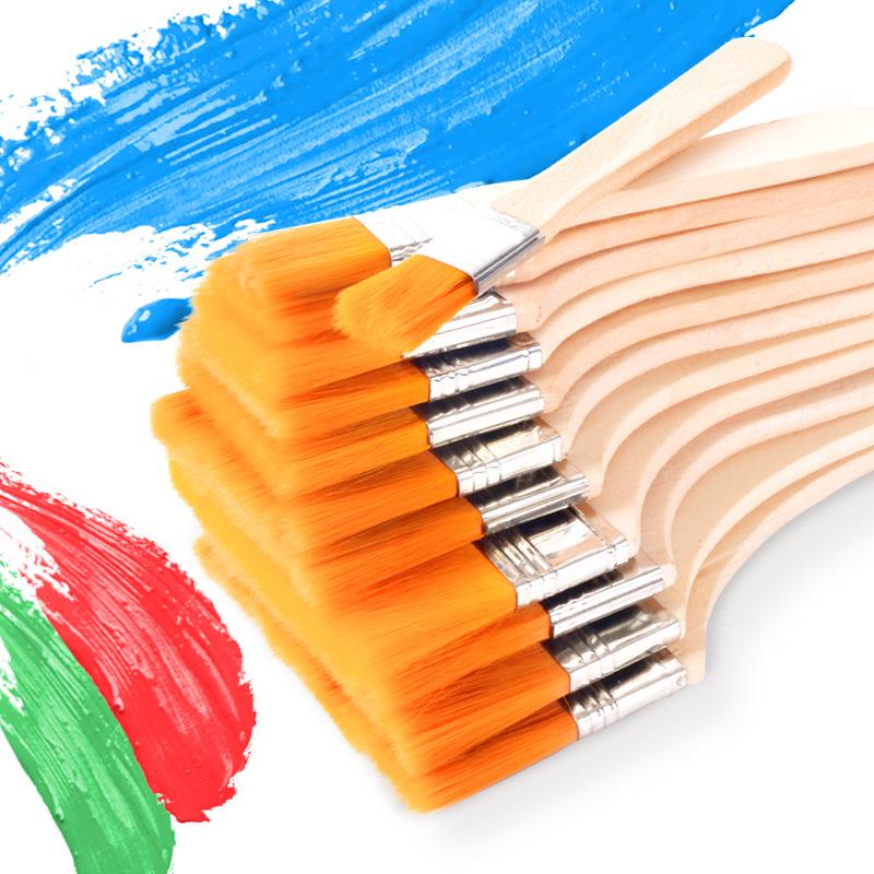 Children's Wooden Handle Nylon Bristle Brush No.1-12 for Oil Painting & BBQ