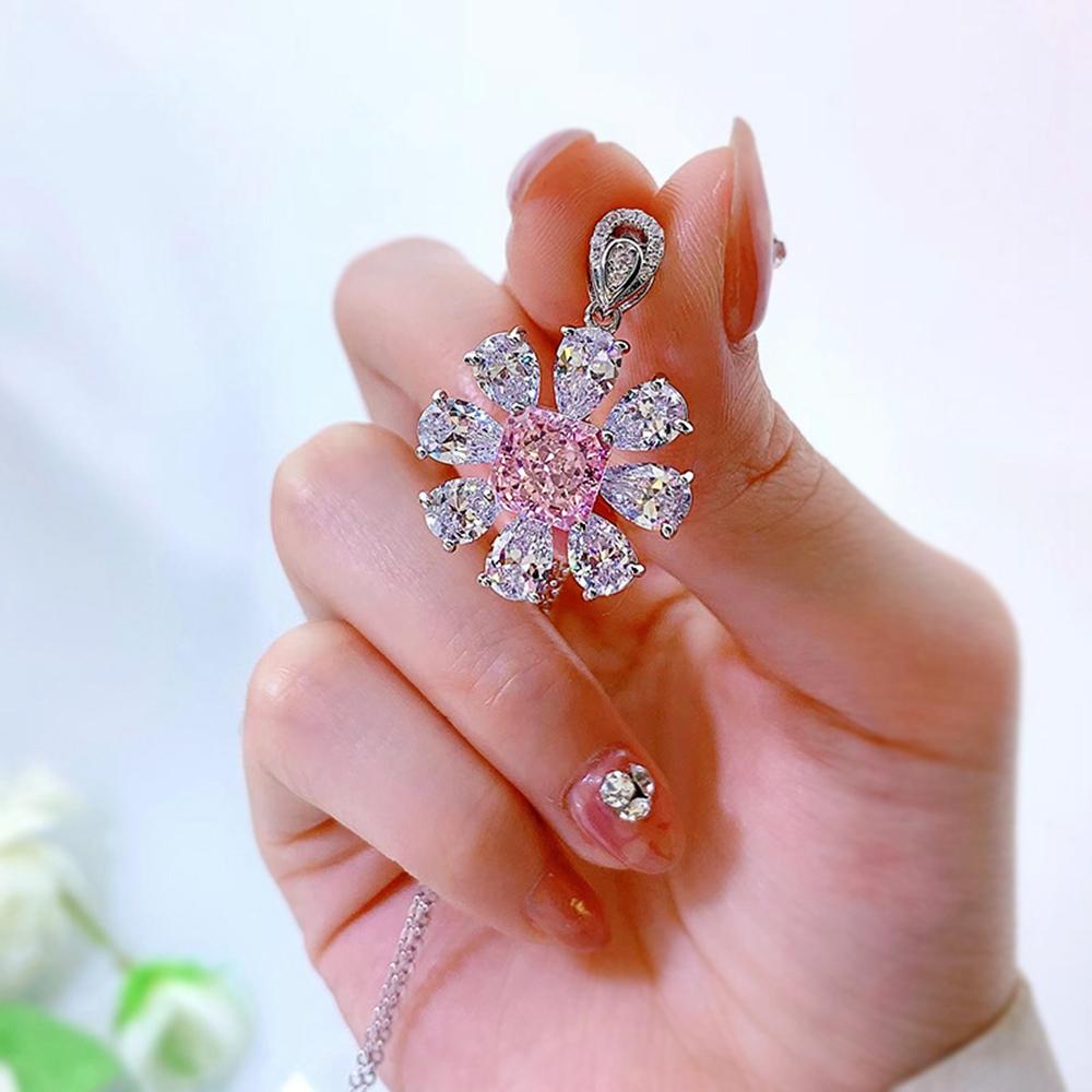 Colares com pedras preciosas de safira de 4 quilates em ouro branco 18k para mulheres, presente de noivado, joias de prata esterlina 925