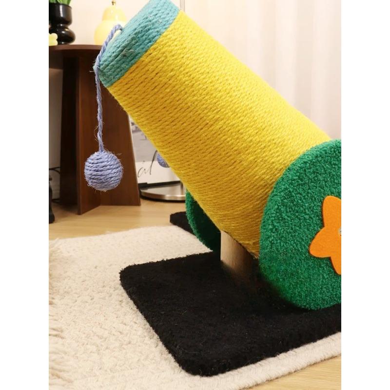 New Cannon Cat Scratch Board Sisal Cat Scratch Column Can'T Catch Crumbs Pet  Climbing Frame Teases  Stick Toys.
