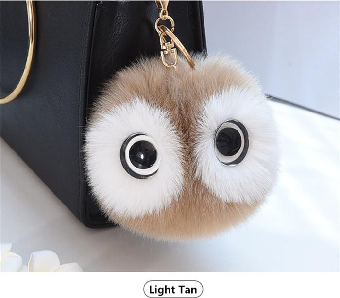Fluffy Rabbit Fur Ball Pompom Owl Women Pompon Owl Female Toy Bag Car Trinket Jewelry Gift Bag Charm
