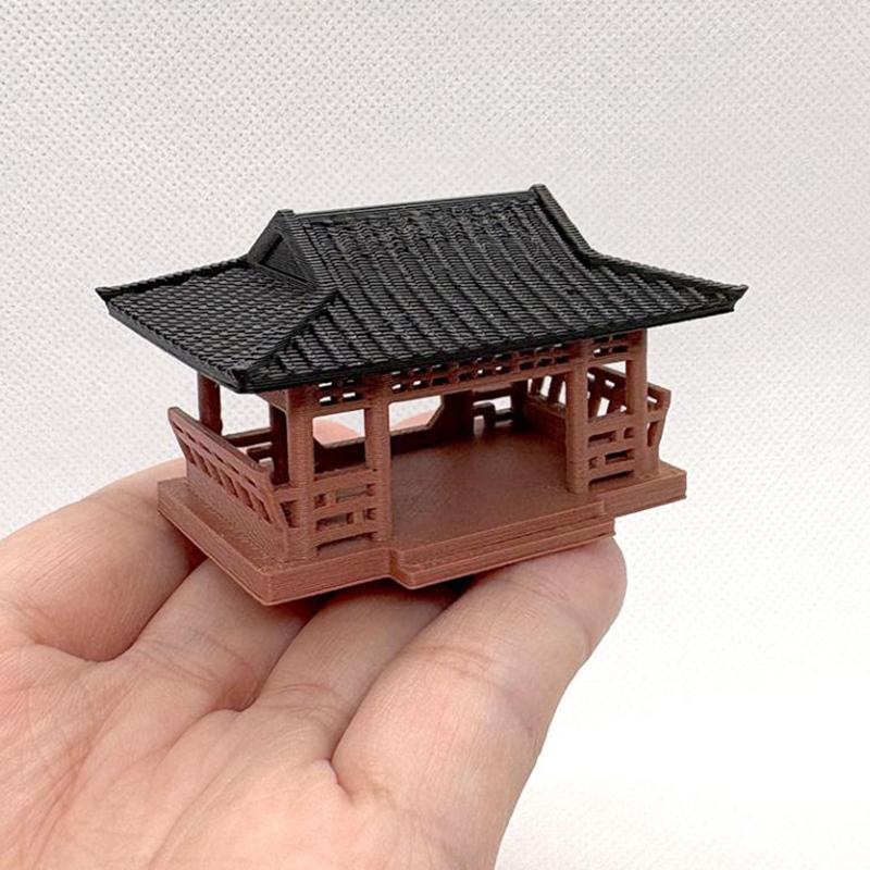 Miniature Pavilion Figurine Bonsai Nament Garden Decor Micro Landscape Statue Gazebo Model Zen Garden Supplies Yard Rockery
