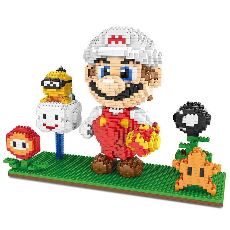 

2025 Flying Super Bros Mario Block Micro Building Block Cartoon Anime Figures Doll Collectible Model DIY Bricks Toys for Kid