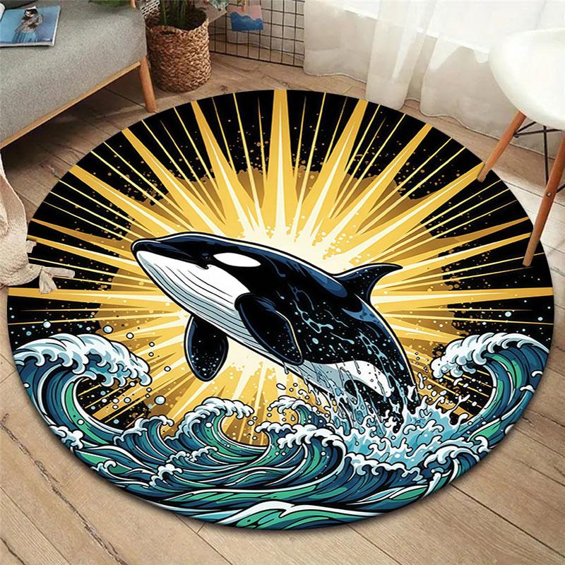 Marinelife Round Area Rug,Carpet Rug for Living Room Bedroom Sofa Playroom Decor,Non slip Floor Mat