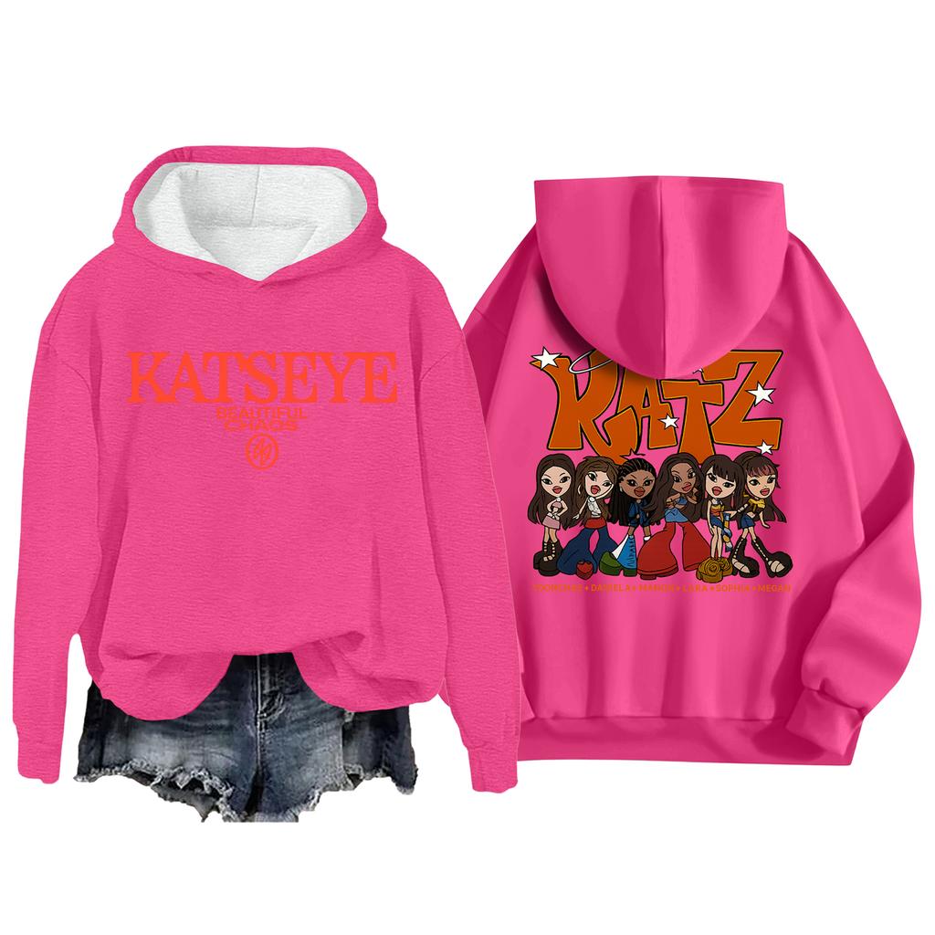 Women's Fashion Casual Long Sleeve Loose Printed Pullover Sports Long Sleeve Hooded Sweatshirt