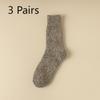 3 Pairs of Men's Winter Wool Ring Plus Velvet and Thick Warm Pure Color National Wind Tube Socks