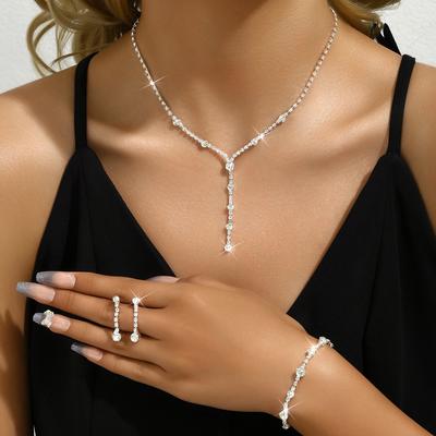 Bridal Jewelry Women'S Set Chain Necklace Earrings Bracelet Three-Piece Set Evening Dress With Wedding Jewelry