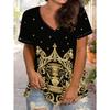Summer Fashion 3D Personality Printed T-shirt Women's Loose Comfortable Soft Breathable V-neck Short Sleeved T-shirt