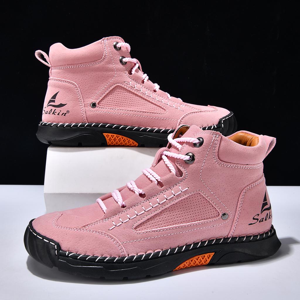 Autumn Winter Hiking Botas Handmade Leather Mens Ankle Boots Outdoor Design Sneakers Man Casual High Top Shoes Motocross Boots