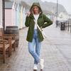 Women's Fashion Solid Color Hooded Loose Casual Waterproof Outdoor Jacket Lightweight Windbreaker Raincoat for Hiking Camping