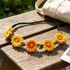 Adjustable Daisy Crown for Girls Sunflower/Daisy Wreath Headband Women Girls, Flower Headpiece, Daily Wear Silk Beach Photography Summer Dress