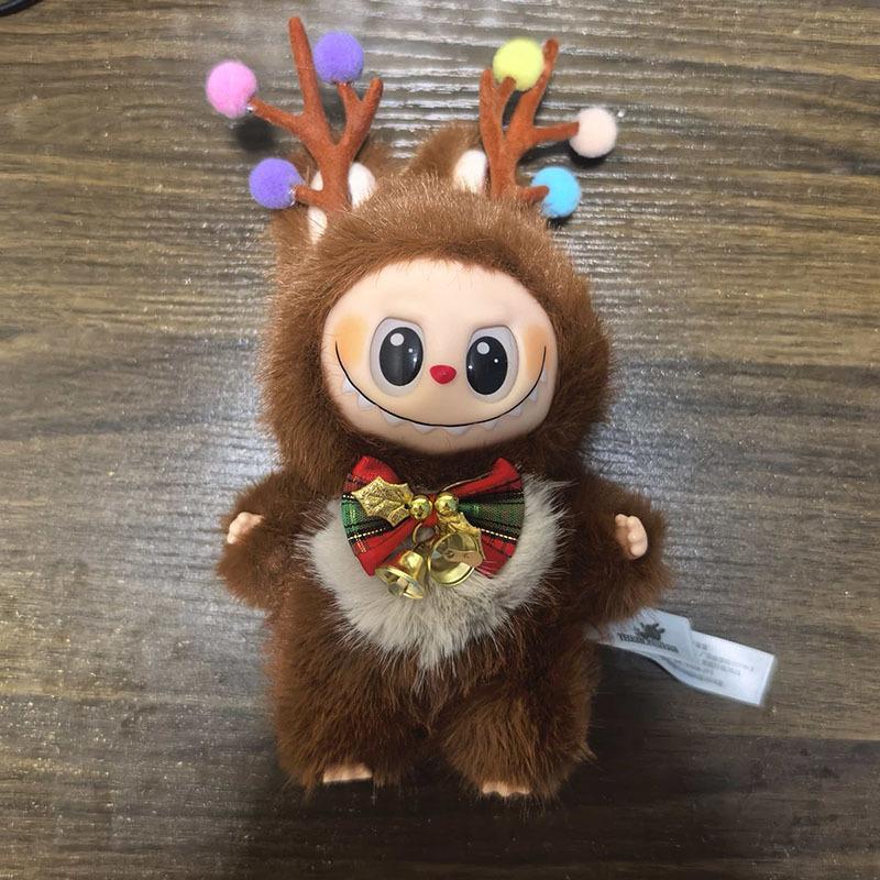 Christmas Moose Rubber Doll &:plush Toy Set - Cute Mini Keychain for Bags, Backpacks, Keys, Perfect Holiday Decoration & Festive Gift for Kids Adults