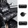 Motorcycle Tool Bag, Universal Handlebar Fork Bag, Black PU Leather Roll Saddlebags, Waterproof Storage Bag