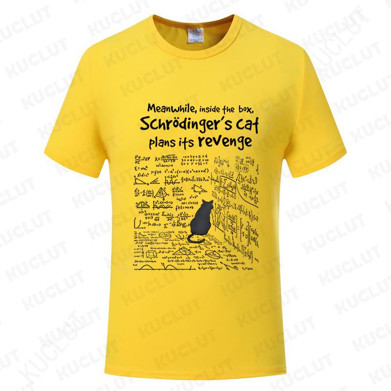 

Футболки мужские «Кот Шрёдингера», «Месть кота», смешная футболка с математической формулой, мужская одежда, футболки с коротким рукавом, модные графические топы Y2k 4XL
