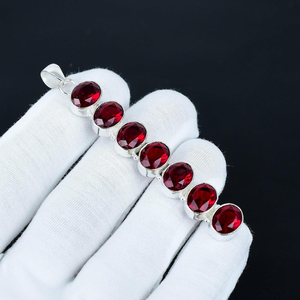 Amazing Red Garnet Pendant, 925 Sterling Silver Pendant, Handmade Pendant, Antique Pendant, Red Garnet Gemstone Pendant, Party Wear Gift