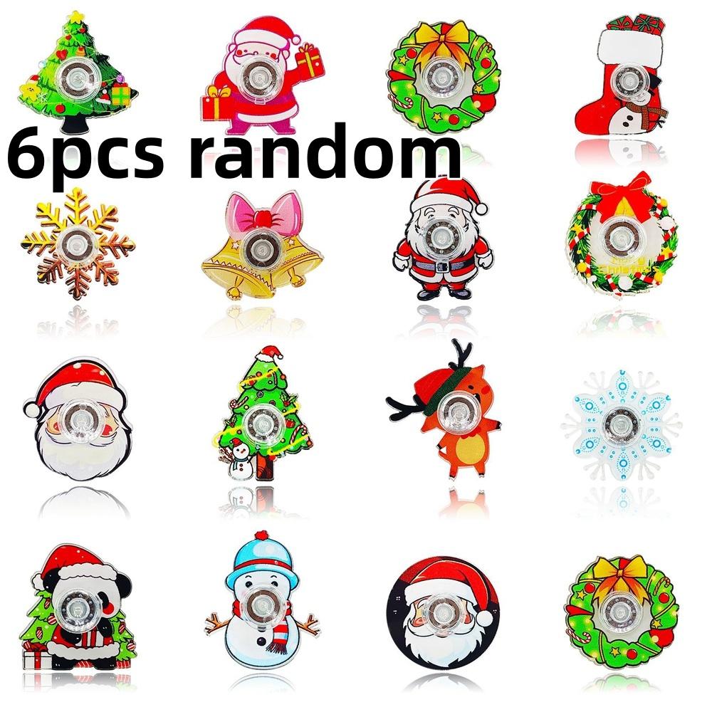 

6 шт. Рождественский гироскоп на кончике пальца, мультяшный гироскоп для пальца, игрушка для снятия стресса для учеников детского сада, маленький подарок, подарок Санта-Клауса
