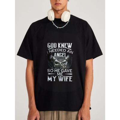 Weißes T-Shirt Mit Engel Und Frau Aufdruck Für Freizeitkleidung