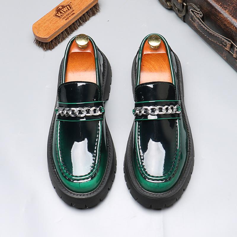 

[Заказать] Британские туфли на платформе с цепочкой мужские туфли Doudou Лоферы большого размера импортная торговля 46 зелёный