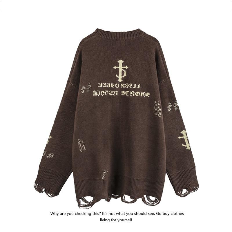 Men's Winter Japanese Retro Loose Knit Sweater - Trendy Lazy Style Pullover