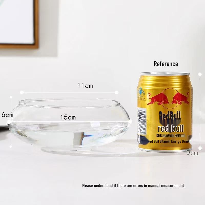 

Transparent Round Glass Fish Tank for Office or Living Room - Small Desktop Aquarium for Goldfish or Turtles