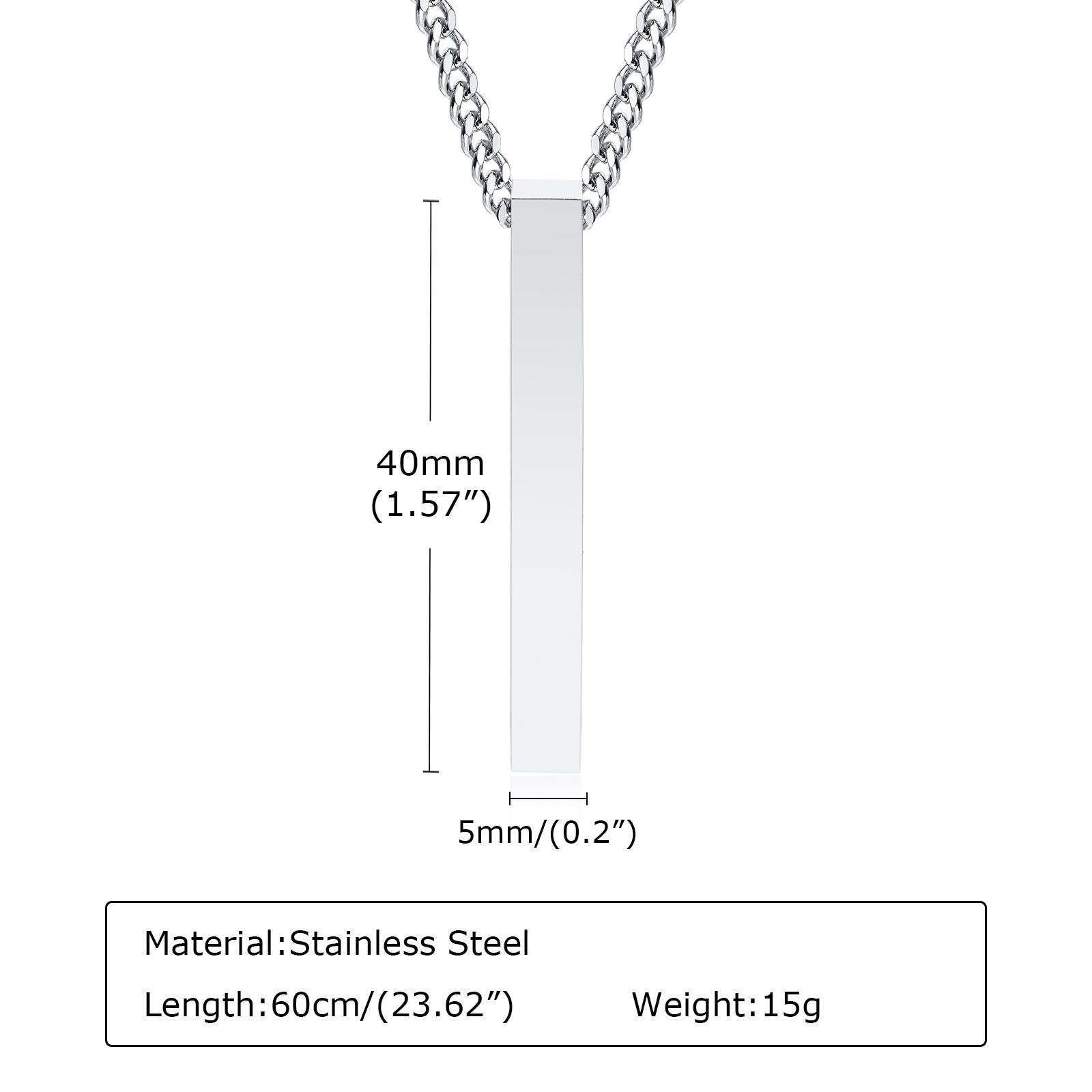 

Fashion Stainless Steel Rectangle Pillar Necklace for Men, Simple Vertical Bar Pendant Necklace, Waterproof Casual Jewelry