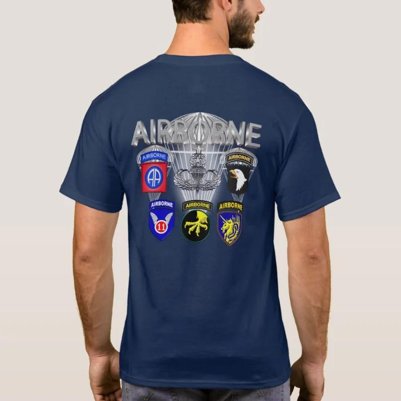 US Army All Five Airborne Divisions Paratrooper TShirt 100 Cotton ONeck Summer Short Sleeve Casual Mens Tshirt Size S3XL