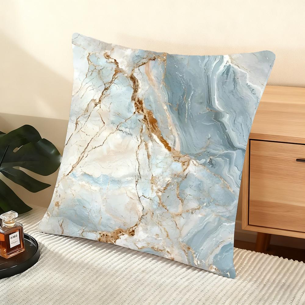 M-Marble Cushion Cover Soft Short Plush Pillow Cover Smooth Cozy Texture Aesthetic Cushion Case Home Decor