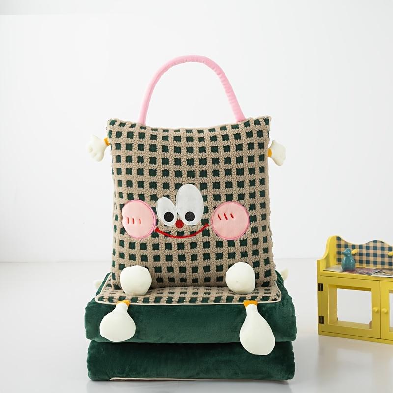 

Плед в стиле преппи с мультяшным принтом, мягкий, удобный, приятный к коже, из молочного вельвета, многофункциональный флисовый плед-подушка, машинная стирка 110x150 бирюзовый