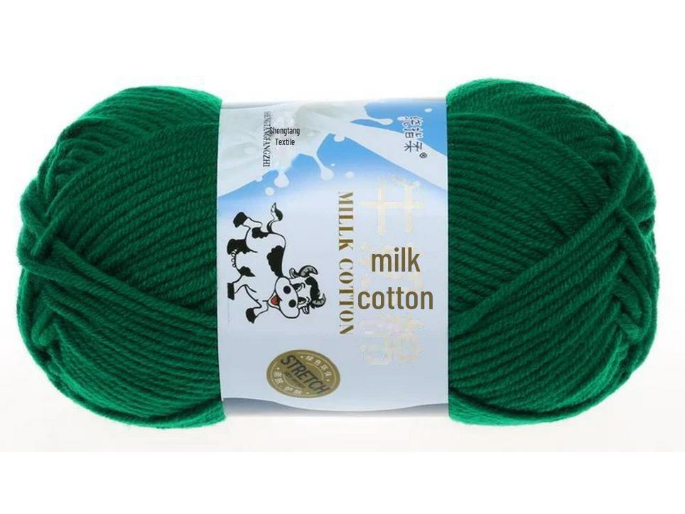 5-Strand Milk Cotton Baby Wool Hat & Scarf Hand-Woven Medium-Thick Yarn Set