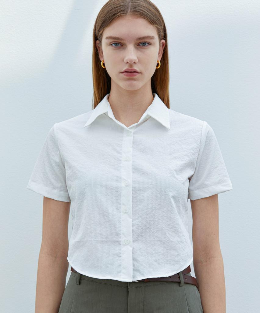 TRIP LE SENS Women'S Crop All Day Crinkle Shirt _Blue