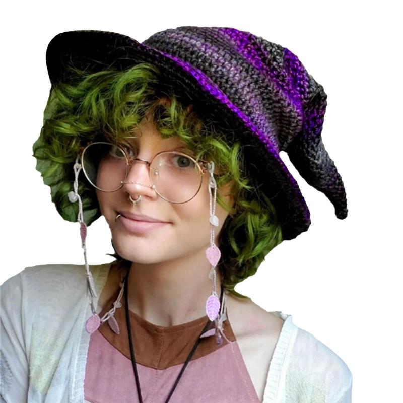 Skin-friendly Knit Witch Hats Handmade for Halloween Diy Hair Accessories Crafts Halloween Carnival Party Supplies