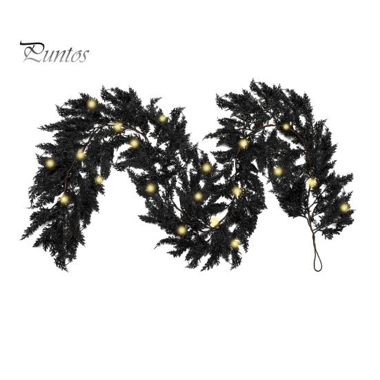 Creepy Atmosphere Lighting for Events Halloween Lighted Vine Garland with LED Lights, Black Faux Twig Mantle Dark Aesthetic Party Backdrop Props
