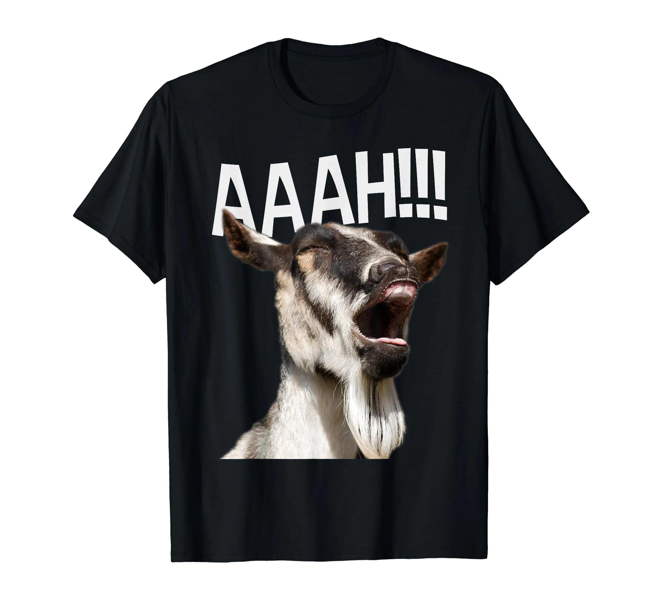 Screaming Goat Funny Animal Graphic TShirt Breathable Short Sleeve Crewneck Tee for Unisex L
