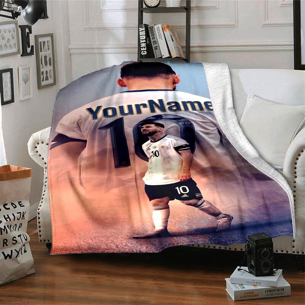 Messi Customize Your Name Blanket Cozy Personalized Blanket Durable Comfort Throw For Picnics Living Room Couch Seaside Four Seasons Universal