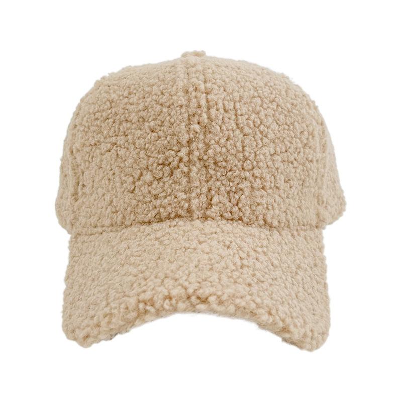 Cross-border Trendy 100% Polyester 6-Panel Baseball Cap Women's Adults Velvet Warm Duck Tongue Hat Autumn Winter Solid Color