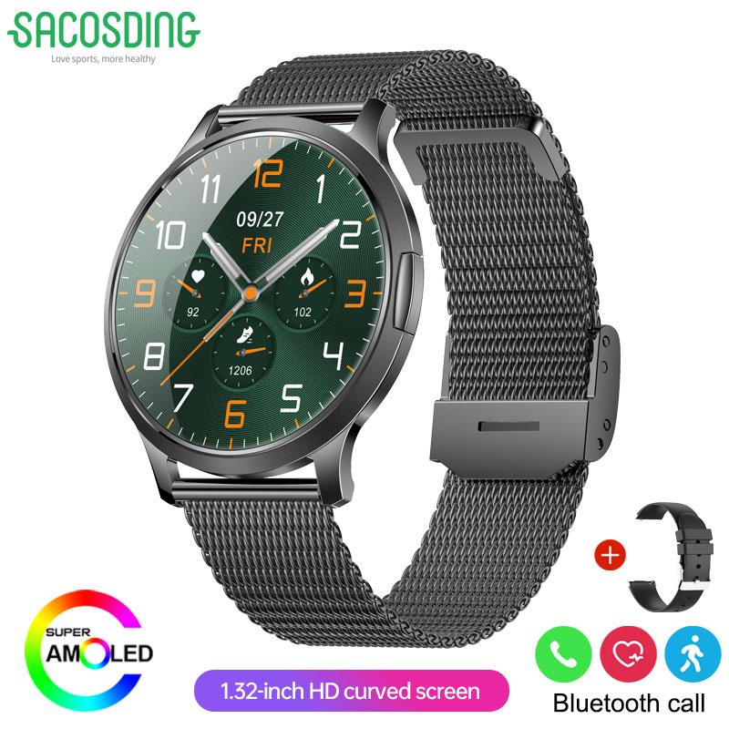 SACOSDING Women Fashion Smart Watch 1.32'' AMOLED Ultra-thin 3D Curved ScreenCustom Dial Bluetooth Call Waterproof Sport Ladiy Smart Watch