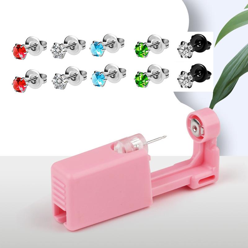 10 Pcs Ear Piercing Kit Disposable Ear Piercing Tool Set Crown Zircon Series Stud Earrings For Home