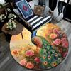 Peacock Garden Round Area Rug,Carpet Rug for Living Room Bedroom Sofa Playroom Decor,Non-slip Floor Mat