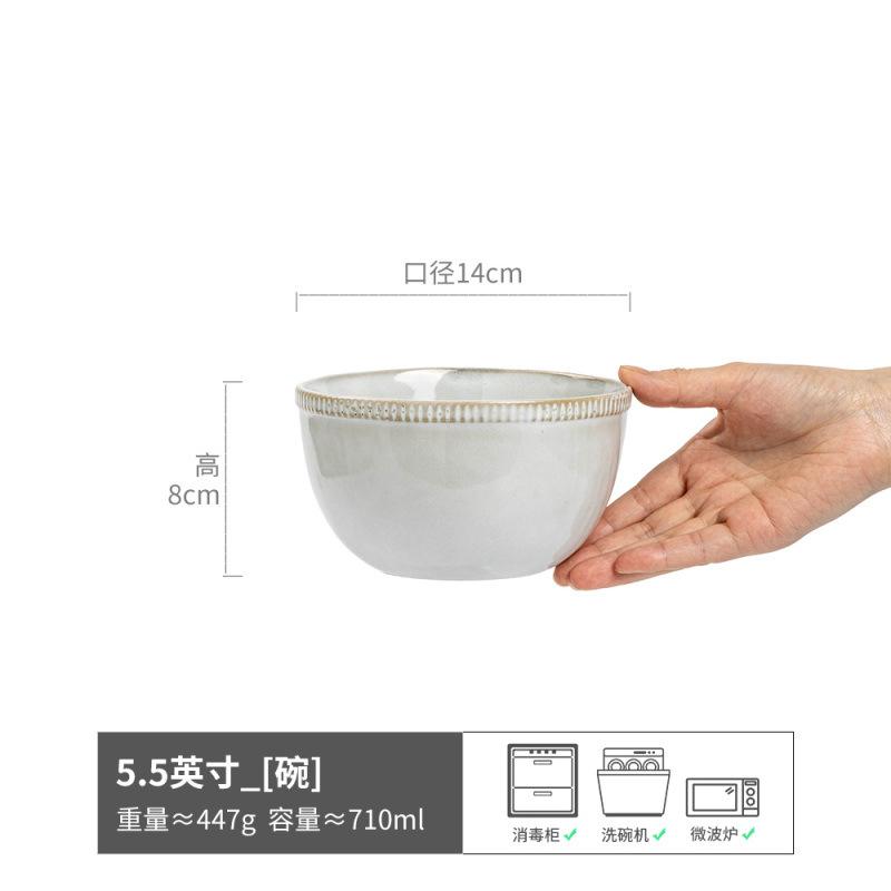 Японская миска для риса Керамическая миска для риса Миска для десерта Ретро Посуда для B&B Отельная миска Бытовая Пищевая безопасность Ретро стиль
