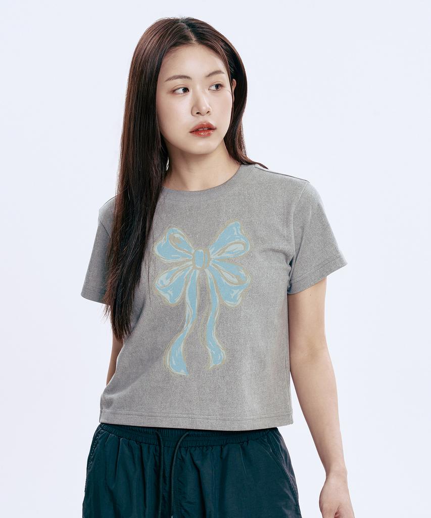 WILDROCK Hollysheesh Ribbon Graphic Pigment Crop Short Sleeve T-Shirt_6 Col (A Type)
