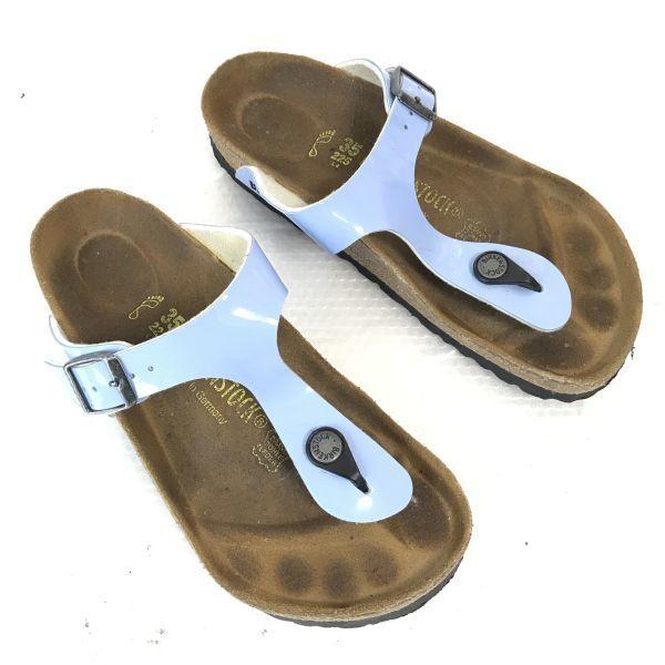 BIRKENSTOCK Comfort Leather Sandals Cork 22.5 35 Light Blue Made in Germany Shoes Sandal