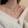 Collana a Clavicola con Nappa di Perle e Farfalla in Stile Coreano