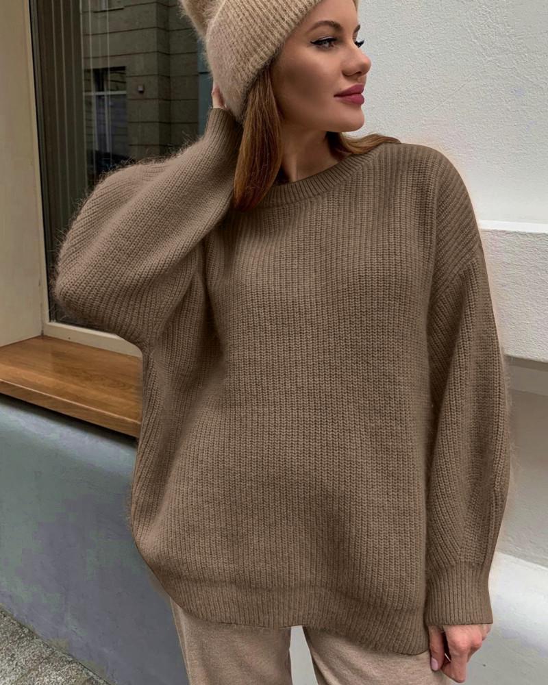 Women s Faux Mink Loose Knit Sweater - Versatile, Super Soft, Lazy Style Medium кофейный