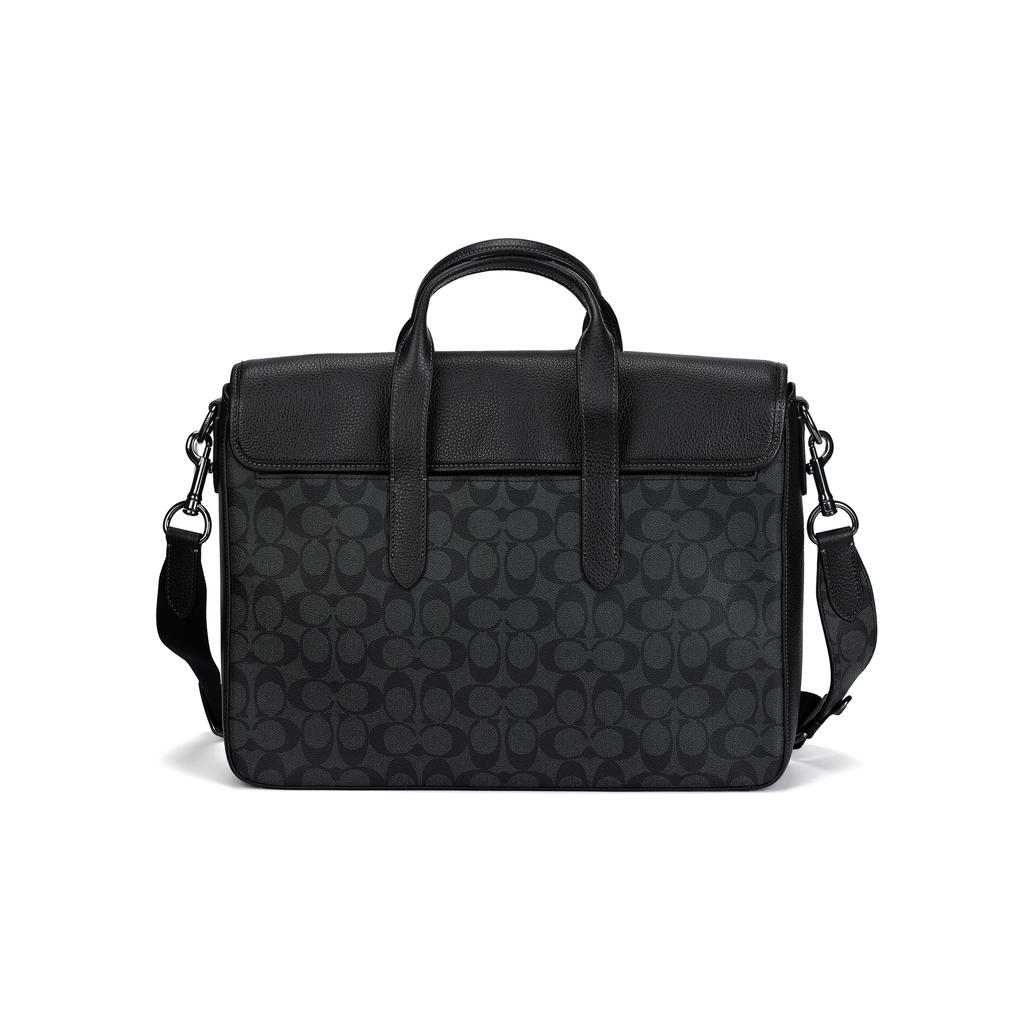 Coach Sullivan 39 Magnetic Flap Large Capacity Leather Briefcase Men Bags Black C9873-QBMI5